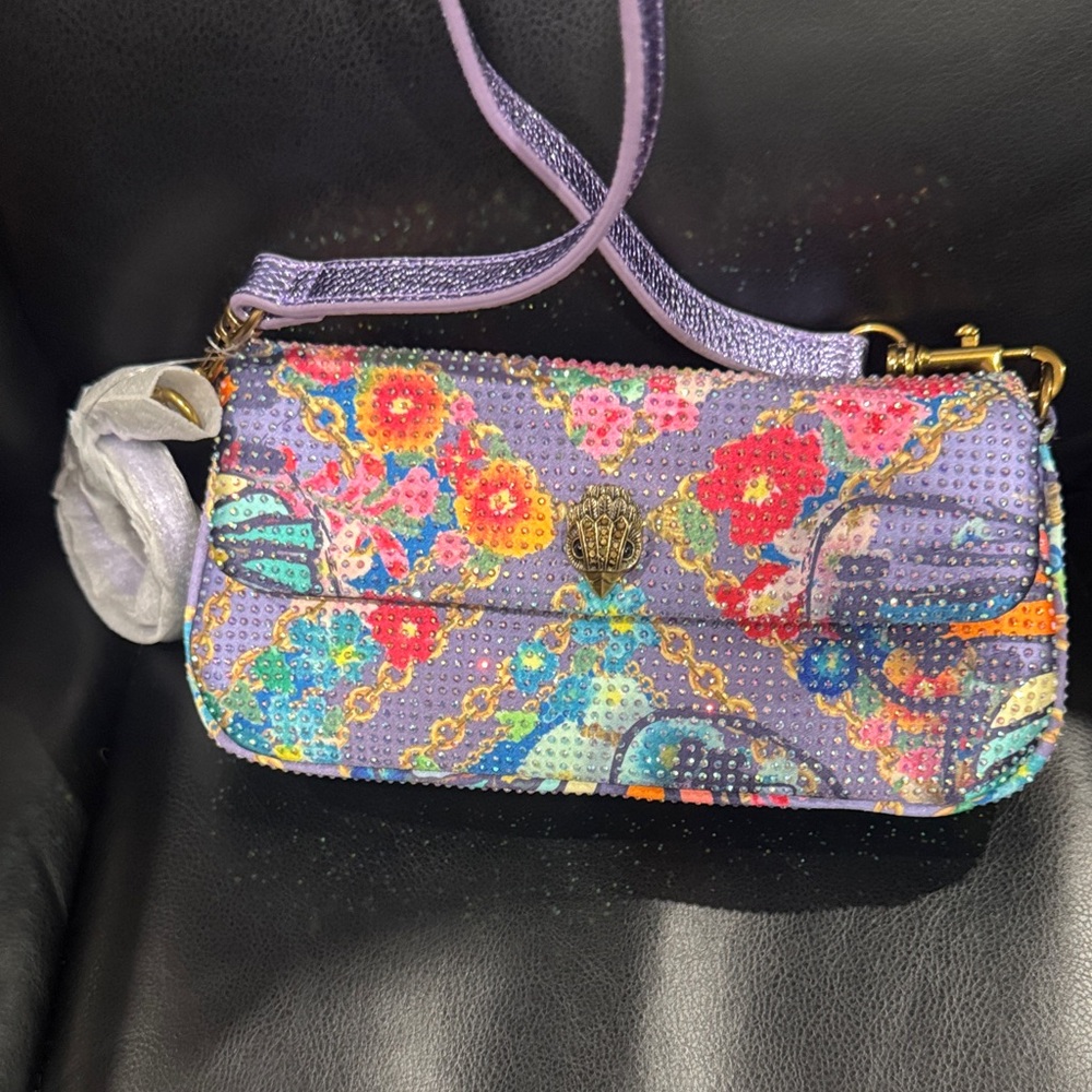 Kurt Geiger Lavender Beaded Floral Crossbody Bag